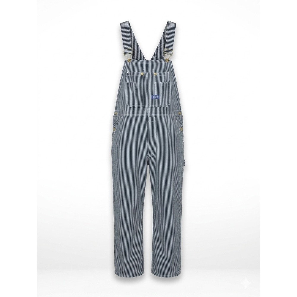 Big Smith Mens Hickory Stripe Bib Overalls railroad Blue White Cotton 44x30